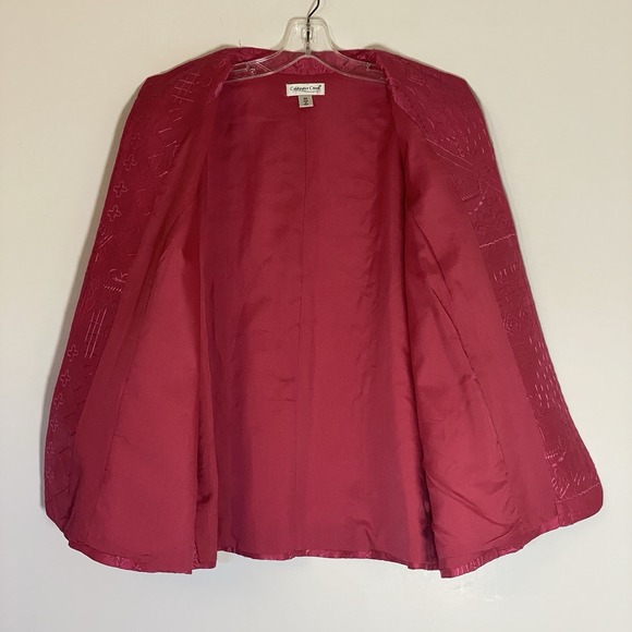 Coldwater Creek Jacket Womens 2X Pink Silk Geometric Embroidered Open Front Boho - Picture 5 of 16